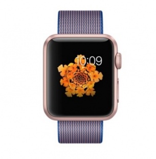 Apple Watch Sport 38 мм, алюминий цвета «розовое золото», ремешок из плетёного нейлона цвета «кобальт»