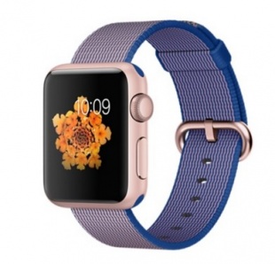 Apple Watch Sport 38 мм, алюминий цвета «розовое золото», ремешок из плетёного нейлона цвета «кобальт»