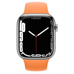Apple Watch Series 7 // 45мм GPS + Cellular // Корпус из нержавеющей стали серебристого цвета, спортивный ремешок цвета «весенняя мимоза»