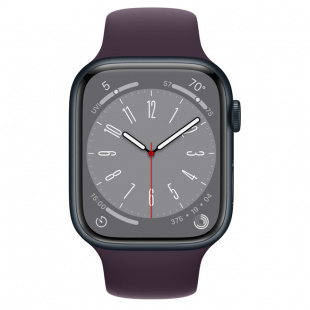 Apple Watch Series 8 // 45мм GPS // Корпус из алюминия цвета "темная ночь", спортивный ремешок цвета "бузина"