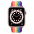 Apple Watch Series 6 // 44мм GPS // Корпус из алюминия золотого цвета, спортивный ремешок радужного цвета