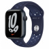 Apple Watch Series 7 // 45мм GPS // Корпус из алюминия цвета «тёмная ночь», спортивный ремешок Nike цвета «ночной ультрамарин/мистический ультрамарин»