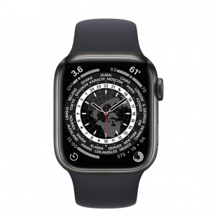 Apple Watch Series 7 // 41мм GPS + Cellular // Корпус из титана цвета «черный космос», спортивный ремешок цвета «тёмная ночь»