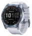 Мультиспортивные часы Garmin Fenix 7X (51mm) Sapphire Solar, титановый корпус цвета "синий минерал", белый силиконовый ремешок