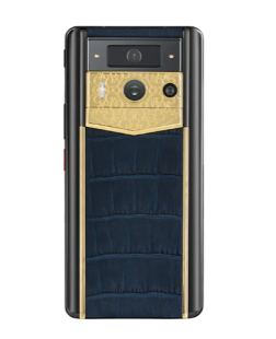 Телефон Vertu METAVERTU 2 Max, 1Tb, Luxury Custom-Made Golden Lotus Memory, Alligator Leather (Navy Blue/Синий)