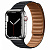 Купить Apple Watch Series 7 // 45мм GPS + Cellular // Корпус из нержавеющей стали серебристого цвета, кожаный браслет цвета «тёмная ночь», размер ремешка S/M