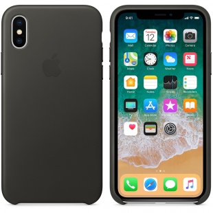 Кожаный чехол для iPhone X / Xs, угольно-серый цвет, оригинальный Apple