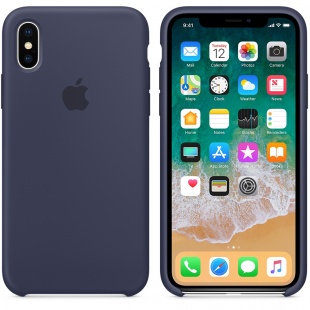 Силиконовый чехол для iPhone X / Xs, тёмно-синий цвет, оригинальный Apple