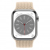 Apple Watch Series 8 // 45мм GPS + Cellular // Корпус из нержавеющей стали серебристого цвета, плетёный монобраслет бежевого цвета