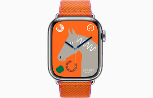 Apple Watch Series 9 Hermès // 41мм GPS+Cellular // Корпус из нержавеющей стали серебристого цвета, ремешок Twill Jump Single Tour цвета Orange/Rose Mexico