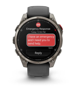 Мультиспортивные часы Garmin Fenix 8 Pro, AMOLED (51 mm), титановый корпус, силиконовый ремешок черно-графитового цвета