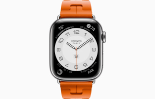 Apple Watch Series 9 Hermès // 41мм GPS+Cellular // Корпус из нержавеющей стали серебристого цвета, ремешок Kilim Single Tour цвета Orange с раскладывающейся застёжкой (Deployment Buckle)