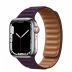 Apple Watch Series 7 // 41мм GPS + Cellular // Корпус из нержавеющей стали серебристого цвета, кожаный браслет цвета «тёмная вишня», размер ремешка M/L