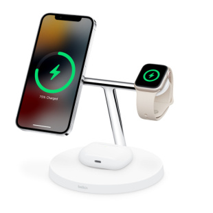 Док-станция Belkin Boost CHARGE PRO Wireless Charging Stand для беспроводной зарядки 3-в-1 (White/Белый)