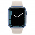 Apple Watch Series 7 // 45мм GPS // Корпус из алюминия синего цвета, спортивный ремешок  цвета «сияющая звезда»