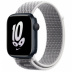 Apple Watch Series 8 // 45мм GPS // Корпус из алюминия цвета "темная ночь", спортивный браслет Nike цвета "снежная вершина/черный"