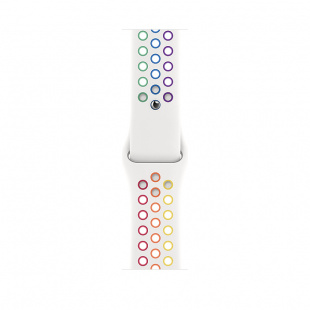 Apple Watch SE // 44мм GPS // Корпус из алюминия серебристого цвета, спортивный ремешок Nike радужного цвета (2020)