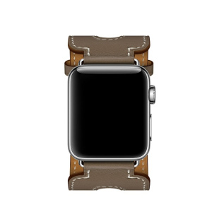 38/40 мм ремешок Manchette из кожи Swift цвета Étoupe с двойной пряжкой для Apple Watch Hermès