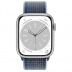 Apple Watch Series 8 // 45мм GPS + Cellular // Корпус из алюминия серебристого цвета, спортивный браслет цвета "синий шторм"