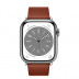 Apple Watch Series 8 // 41мм GPS + Cellular // Корпус из нержавеющей стали серебристого цвета, ремешок темно-коричневого цвета с современной пряжкой (Modern Buckle), размер ремешка М