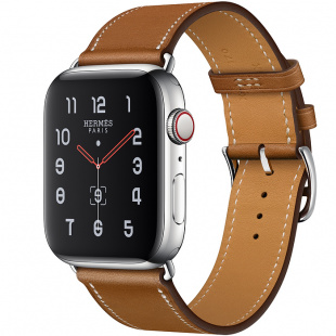 Apple Watch Series 5 Hermès // 40мм GPS + Cellular // Корпус из нержавеющей стали, ремешок Single Tour из кожи Swift цвета Fauve