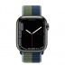 Apple Watch Series 7 // 45мм GPS + Cellular // Корпус из нержавеющей стали графитового цвета, спортивный браслет цвета «синий омут/зелёный мох»