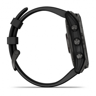 Мультиспортивные часы Garmin Fenix 7X (51mm) Sapphire Solar, титановый угольно-серый DLC корпус, угольно-серый силиконовый ремешок