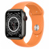 Apple Watch Series 7 // 45мм GPS + Cellular // Корпус из титана цвета «черный космос», спортивный ремешок цвета «весенняя мимоза»