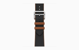 Apple Watch Series 9 Hermès // 45мм GPS+Cellular // Корпус из нержавеющей стали цвета "черный космос", ремешок Twill Jump Single Tour цвета Noir/Gold