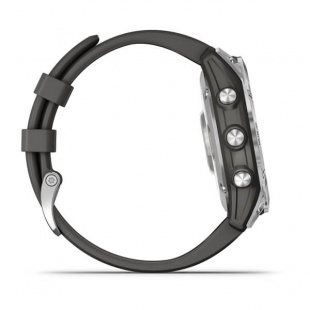 Мультиспортивные часы Garmin Fenix 7 (47mm) стальной серебристый корпус, графитовый силиконовый ремешок
