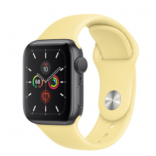 Apple Watch Series 5 // 40мм GPS // Корпус из алюминия цвета «серый космос», спортивный ремешок цвета «лимонный мусс»