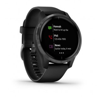 Умные часы Garmin Venu (43mm), серый корпус, черный силиконовый ремешок