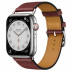 Apple Watch Series 7 Hermès // 45мм GPS + Cellular // Корпус из нержавеющей стали серебристого цвета, ремешок Single Tour Attelage цвета Rouge H