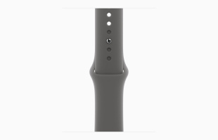 Apple Watch Series 10 // 42мм GPS+Cellular (Custom) // Черный глянцевый корпус из алюминия, спортивный ремешок цвета "каменный серый"