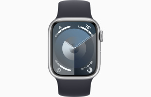 Apple Watch Series 9 // 45мм GPS // Корпус из алюминия серебристого цвета, монобраслет цвета "темная ночь"