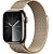 Купить Apple Watch Series 9 // 41мм GPS+Cellular // Корпус из нержавеющей стали графитового цвета, миланский сетчатый браслет золотого цвета