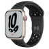 Apple Watch Series 7 // 45мм GPS + Cellular // Корпус из алюминия цвета «сияющая звезда», спортивный ремешок Nike цвета «антрацитовый/чёрный»