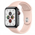 Apple Watch Series 5 // 40мм GPS + Cellular // Корпус из нержавеющей стали цвета «серый космос», спортивный ремешок цвета «розовый песок»