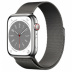 Apple Watch Series 8 // 45мм GPS + Cellular // Корпус из нержавеющей стали серебристого цвета, миланский сетчатый браслет графитового цвета