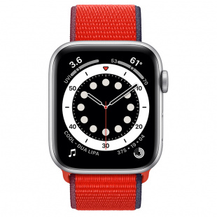 Apple Watch Series 6 // 40мм GPS + Cellular // Корпус из алюминия серебристого цвета, спортивный браслет цвета (PRODUCT)RED
