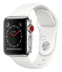 Apple Watch Series 3 // 38мм GPS + Cellular // Корпус из нержавеющей стали, спортивный ремешок белого цвета (MQJV2)