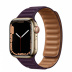 Apple Watch Series 7 // 41мм GPS + Cellular // Корпус из нержавеющей стали золотого цвета, кожаный браслет цвета «тёмная вишня», размер ремешка S/M