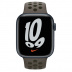 Apple Watch Series 7 // 45мм GPS // Корпус из алюминия цвета «тёмная ночь», спортивный ремешок Nike цвета «cерая олива/рабочий хаки»
