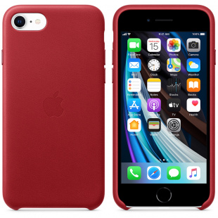 Кожаный чехол для iPhone SE, цвет (PRODUCT)RED, оригинальный Apple