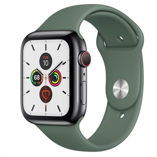 Apple Watch Series 5 // 40мм GPS + Cellular // Корпус из нержавеющей стали цвета «серый космос», спортивный ремешок цвета «сосновый лес»