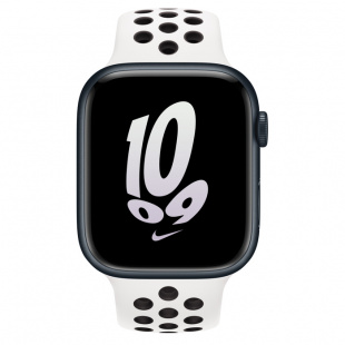 Apple Watch Series 8 // 45мм GPS // Корпус из алюминия цвета "темная ночь", спортивный ремешок Nike цвета "чистая платина/чёрный"