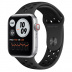 Apple Watch SE // 40мм GPS + Cellular // Корпус из алюминия серебристого цвета, спортивный ремешок Nike цвета «Антрацитовый/чёрный» (2020)