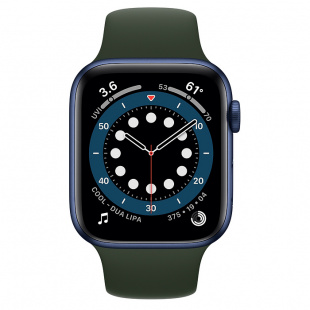 Apple Watch Series 6 // 40мм GPS + Cellular // Корпус из алюминия синего цвета, спортивный ремешок цвета «Кипрский зелёный»