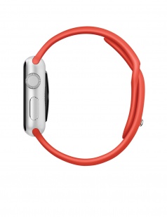 Apple Watch Sport 38 мм, серебристый алюминий, оранжевый спортивный ремешок