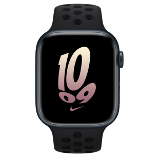 Apple Watch Series 8 // 45мм GPS // Корпус из алюминия цвета "темная ночь", спортивный ремешок Nike черного цвета